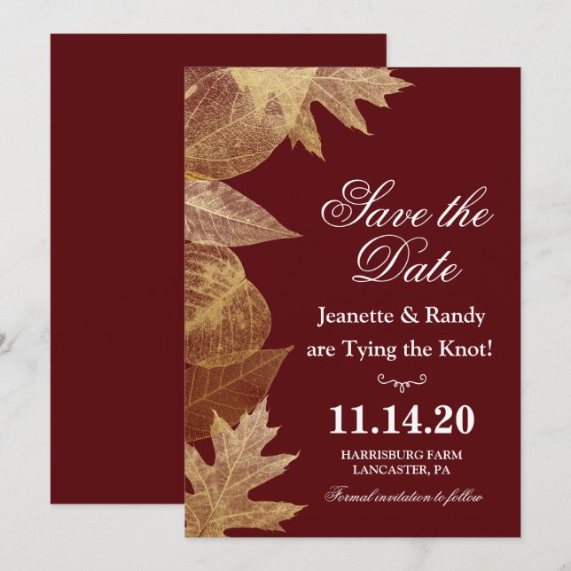 VALFRI FÄRG - Höstbröllop Save the Date-inbjudan Inbjudningar (Fram/baksida)