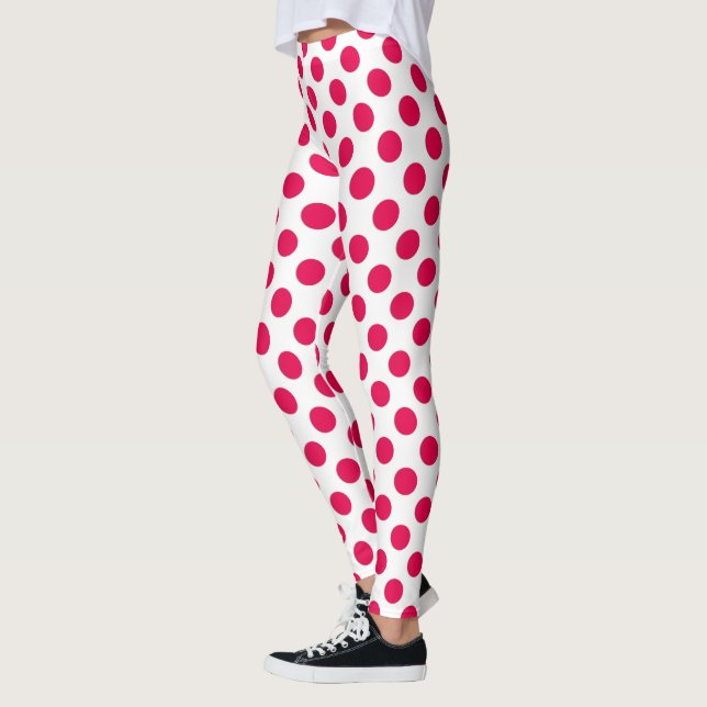 Valfri färg-Polka dots på vit Leggings (Vänster)