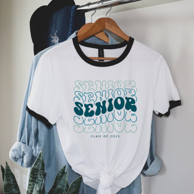 Valfri Färg | Retro Vågig Studentexamen T Shirt (Skapare uppladdad)