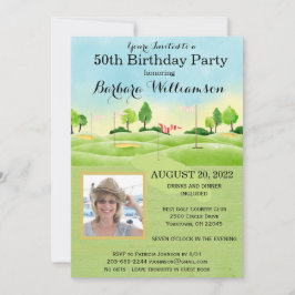 Valfri Födelsedagsfest Foto Golf Party Inbjudningar