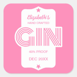 Valfri Gin-märkning för Personlig i Färg Fyrkantigt Klistermärke
