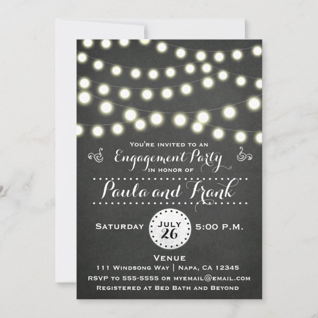 Valfri händelse Skrivtavla Sladdljus Förlovningsko Inbjudningar (Framsida)