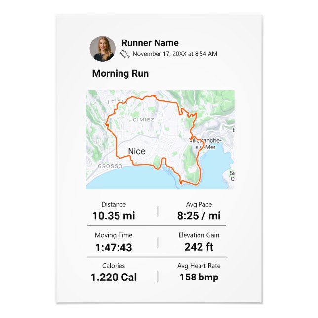 Valfri maraton Route Springa Fototryck (Framsidan)