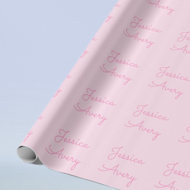 Valfri Namn | Cute Rosa Cursive Presentpapper (Skapare uppladdad)