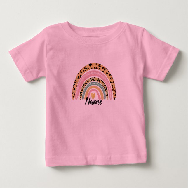 Valfri Namn Flicka Boho Rainbow Matching T-Shirt (Framsida)