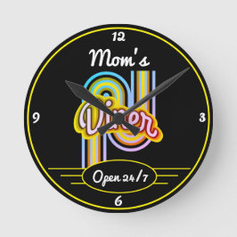 Valfri Namn Open 24/7 Retro Fifties Färg Black Rund Klocka