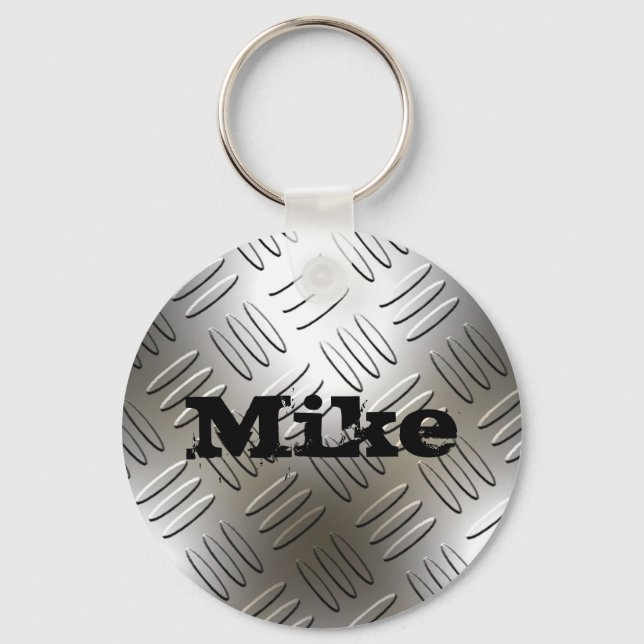Valfri Namn på Metall-rombens platta nyckelkedja Nyckelring (Framsida)
