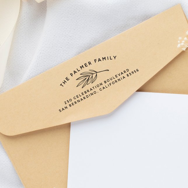 Valfri Namn-text, Löv och Returadress Stämpel (Rubber Stamp Mock-up)