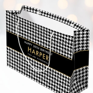 Valfri svart vit Houndstooth Grattis på födelsedag