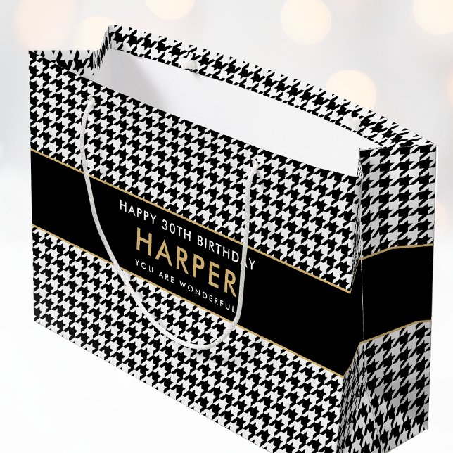 Valfri svart vit Houndstooth Grattis på födelsedag (Skapare uppladdad)