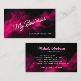 *VALfri TEXT* Modern Rosa Neon & Rök Visitkort