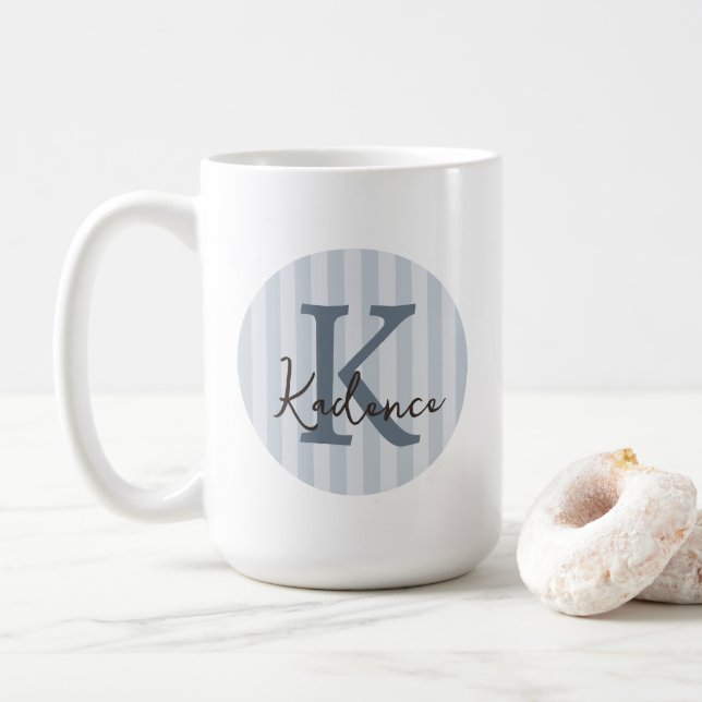 Valfria färger Randig cirkel Anpassad monogram Kaffemugg (Med munk)