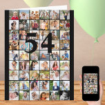 Valfritt 54-årigt fotokollage Big Birthday-kort Kort<br><div class="desc">Ett stort födelsedagskort i fotomallen som du kan anpassa för alla åldrar och lägga till upp till 54 olika foton. Exempelexemplet är avsett för en 54:e födelsedag som du kan redigera och du kan också anpassa meddelandet inuti och registrera året på baksidan. Fotomallen är ett redo för dig att lägga...</div>