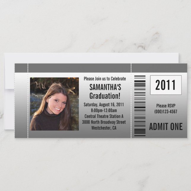 Valfritt år~ Photo Studentfest Biljett-inbjudan Inbjudningar (Framsida)