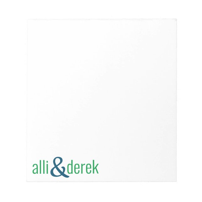 Valfritt Färg - Blockera Namn Par Anteckningsblock (Framsida)