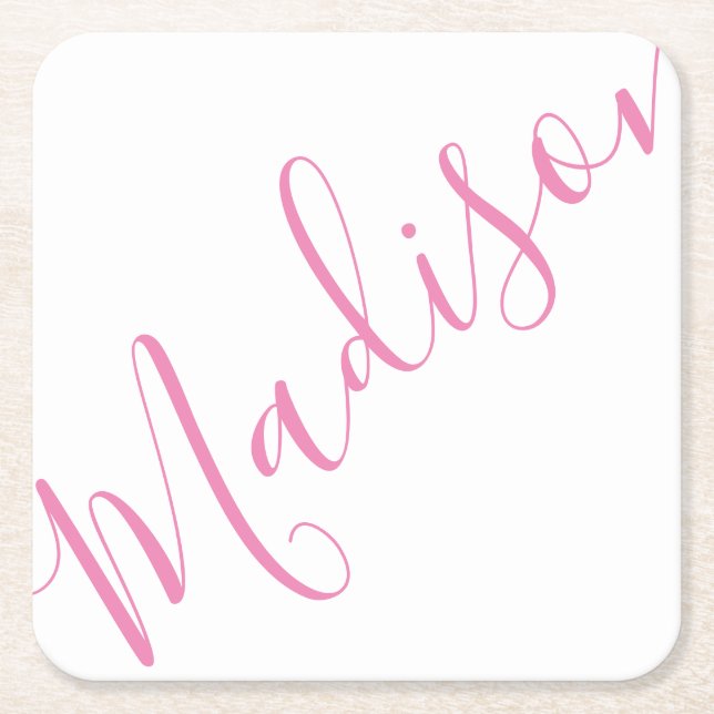 Valfritt Färg - Skript Namn Pappra Underlägg Papper Kvadrat (Framsidan)