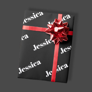 Valfritt Namn   Retro-Mondern Vit Typsnitt på Svar Presentpapper