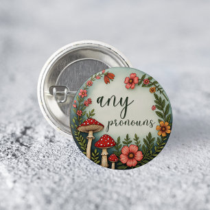 Valfritt pronomen Cottagecore Pronomen HBTQ Pin Knapp