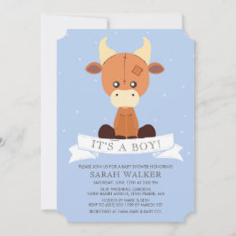 Välfylld koblåttgult är det en pojke! Baby shower Inbjudningar