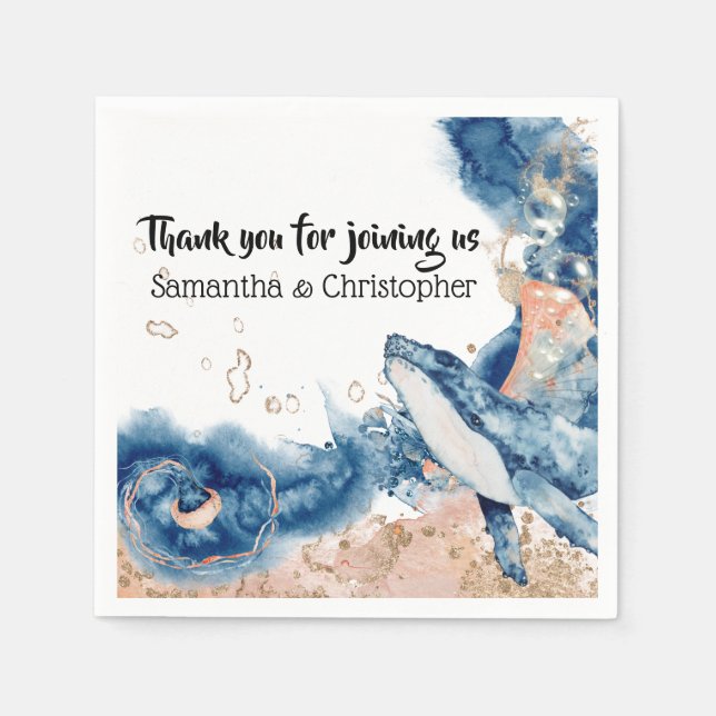 Vålgeléfisk, havslevande varelser, blå orange DIY Pappersservett (Framsidan)