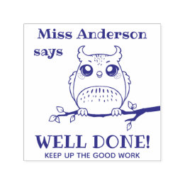 Välgjort Uggla Anpassad Lärare För- bläckstämpel Självfärgande Stämpel