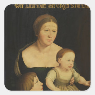 Välgörenhet eller familjen av konstnären, c.152 fyrkantigt klistermärke