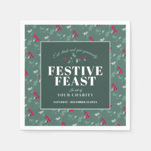 Välgörenhet Festlig fest grön röd julmiddag Pappersservett