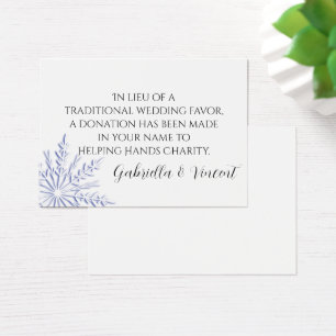 Välgörenhetsförmån för Blue Snowflake Winter Weddi Visitkort