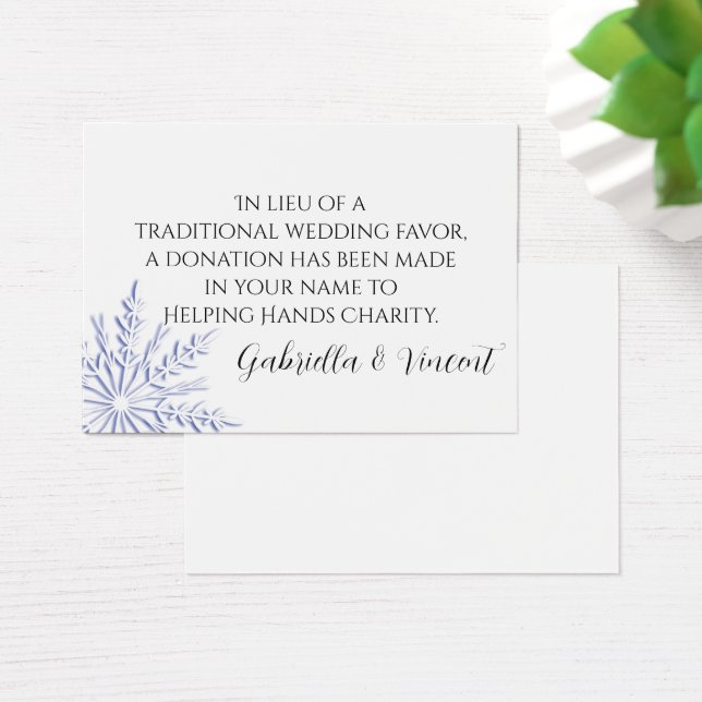 Välgörenhetsförmån för Blue Snowflake Winter Weddi Visitkort (Skivbord)