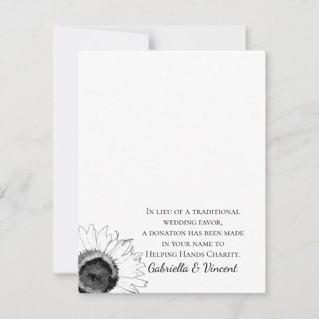 Välgörenhetsförmån för svart och vit solros Bröllo (Framsida)