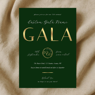 Välgörenhetsgala Emerald Green & Gold Logotyp Före Inbjudningar