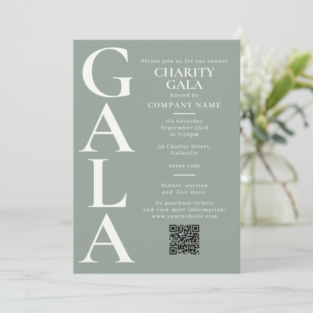 Välgörenhetsgala Insamlingsaktivitet QR-kod Grön Inbjudningar (Stående Fram)