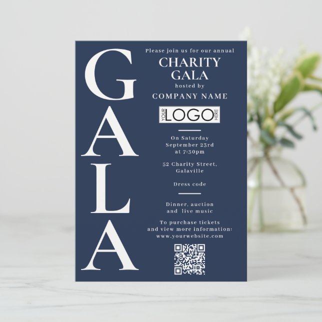Välgörenhetsgala Insamlingsaktivitet QR-kod Logo B Inbjudningar (Stående Fram)