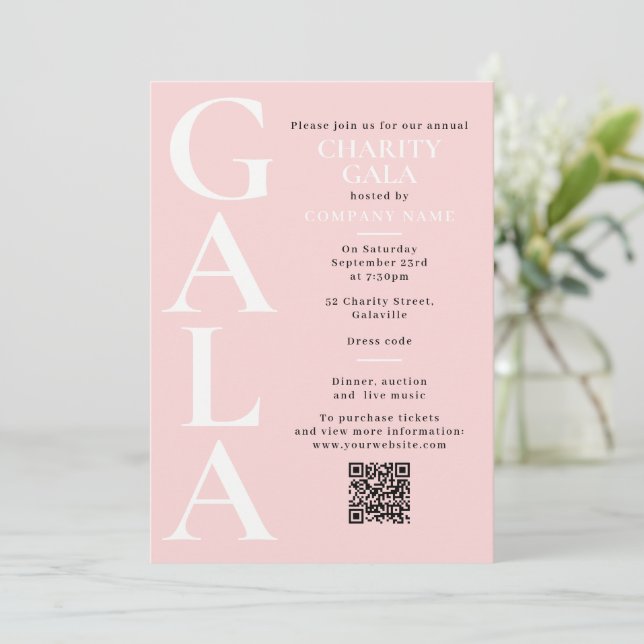 Välgörenhetsgala Insamlingsaktivitet QR-kod Rosa Inbjudningar (Stående Fram)