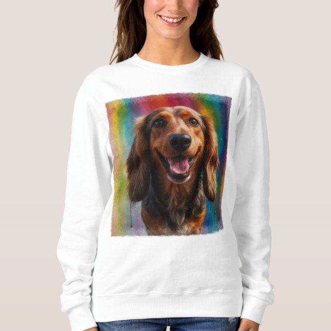 Välgörlig leende Dachshund Artistic Porträtt T Shirt (Framsida)
