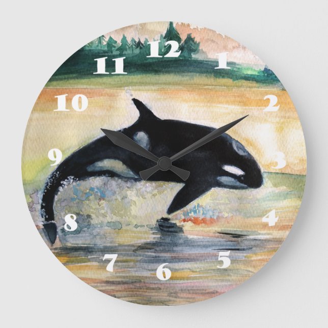 Välgstövling Orca Round (Large Wall Clock) Stor Klocka (Framsida)