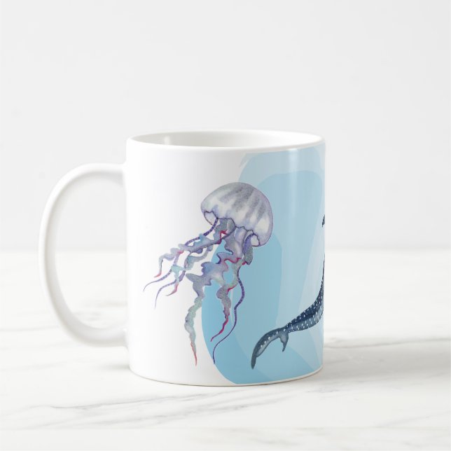 Valhaj. Akvarell Kaffemugg (Vänster)