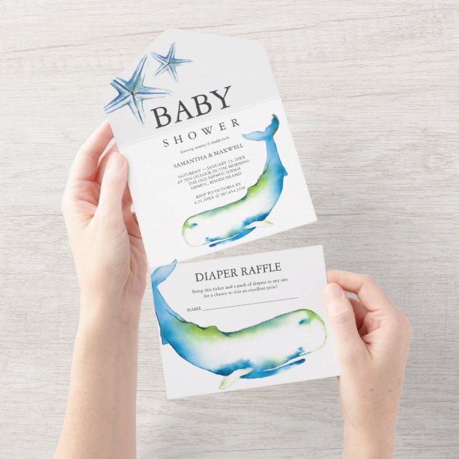 Valhaj baby shower allt-i-ett-inbjudan (Tearaway)