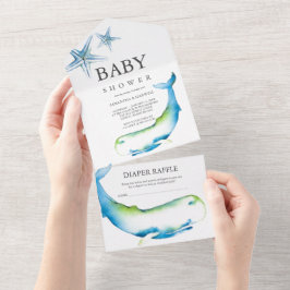 Valhaj baby shower allt-i-ett-inbjudan