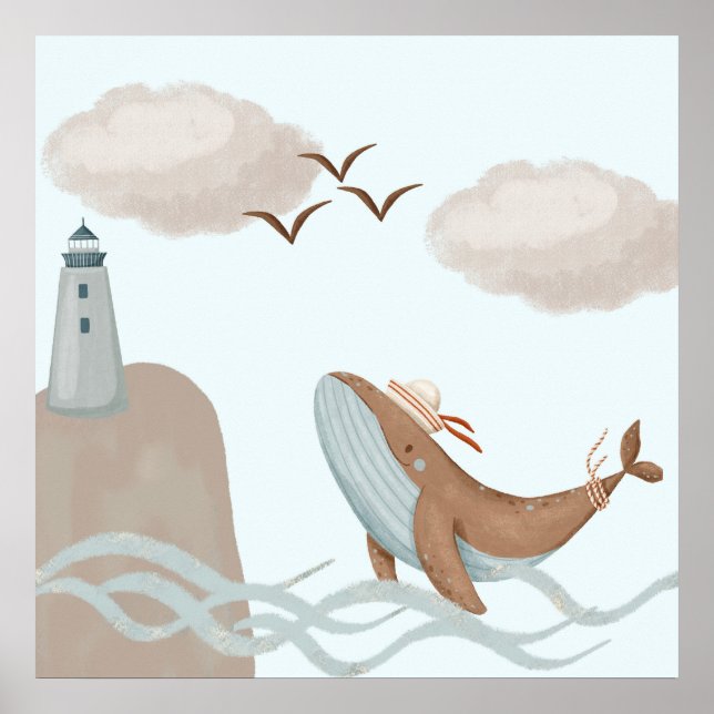 Valhaj - Barns kustkonsttryck Poster (Framsidan)