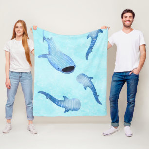 Valhaj Blanket Blanket - Mysiga havets vattenfärg Fleecefilt