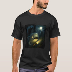 Valhajande Skräck Natt Ficklampa Halloween Spöke T Shirt