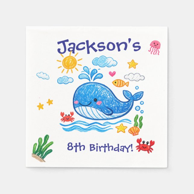 Valhajstema Sommar Barnkalas Pappersservett (Framsidan)