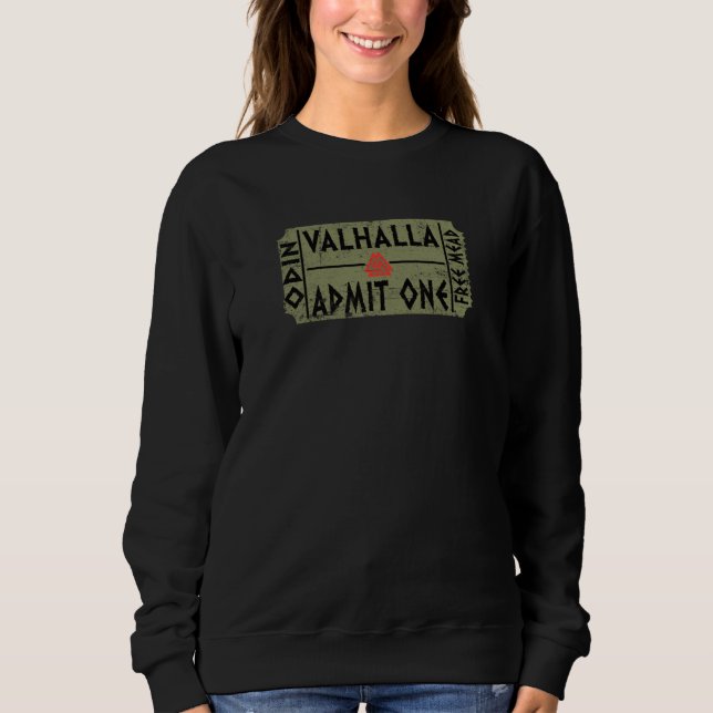 Valhalla Admit One Free Mead Norse Mythology Odin  T Shirt (Framsida)