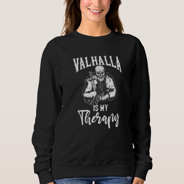 Valhalla är min terapi Odin Nordic Viking T Shirt (Framsida)