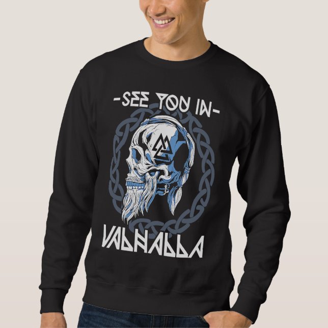 Valhalla Keltisk Viking Nordisk Krigare Viking Lång Ärmad Tröja (Framsida)