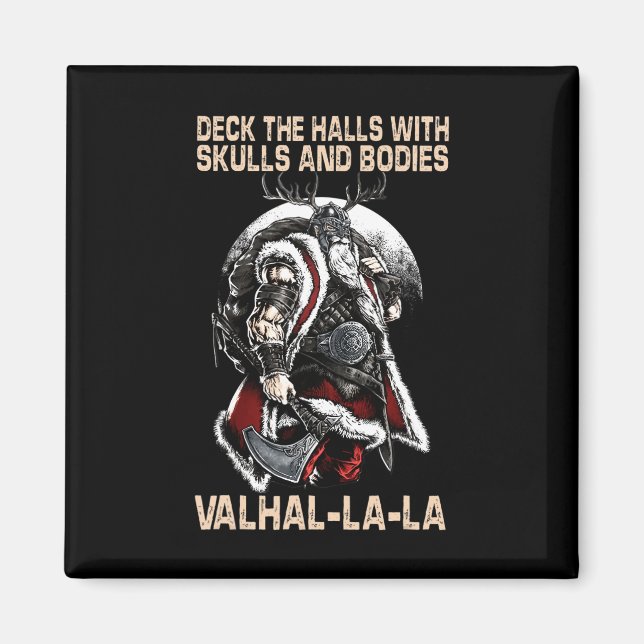 Valhalla-la Dekorera Salarna Med Skallar Och Kropp Magnet (Framsidan)