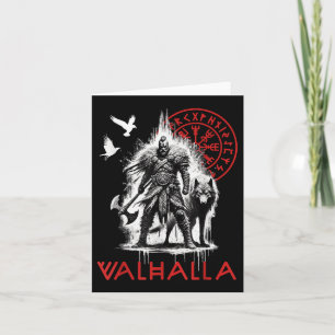 Valhalla Odin Varg och Raven Viking Runes Norse Co Kort