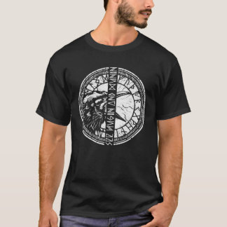 Valhalla Raven Ravens Odin s Runes Norse Compass V T Shirt