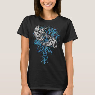Valhalla Raven Ravens Odins Runes Norse Compass V T Shirt